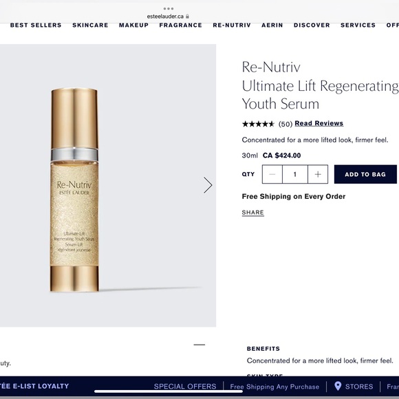 Estée Lauder Re-Nutriv ultimate lift regenerating youth serum - Picture 1 of 1
